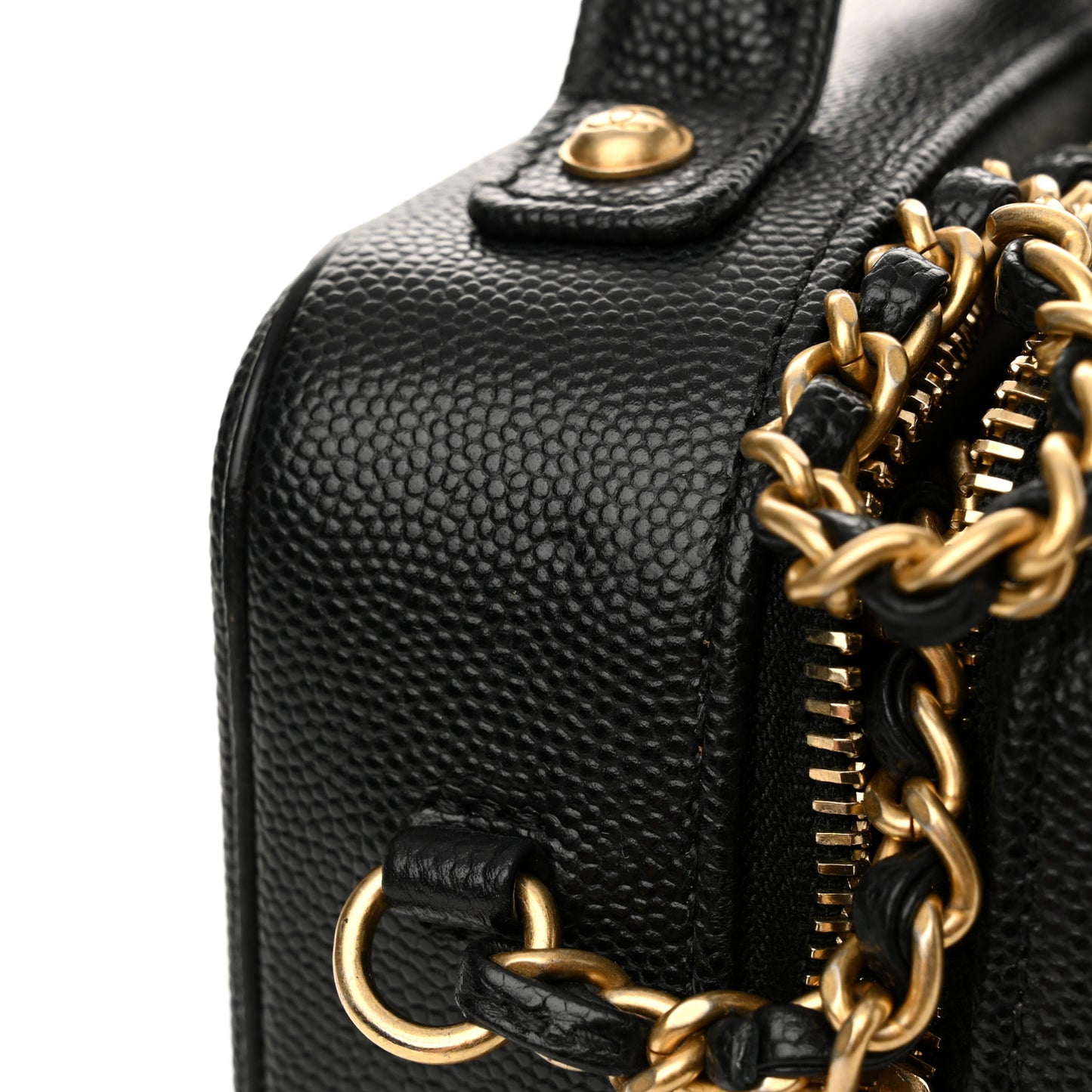 Caviar Quilted Small CC Filigree Vanity Case Black