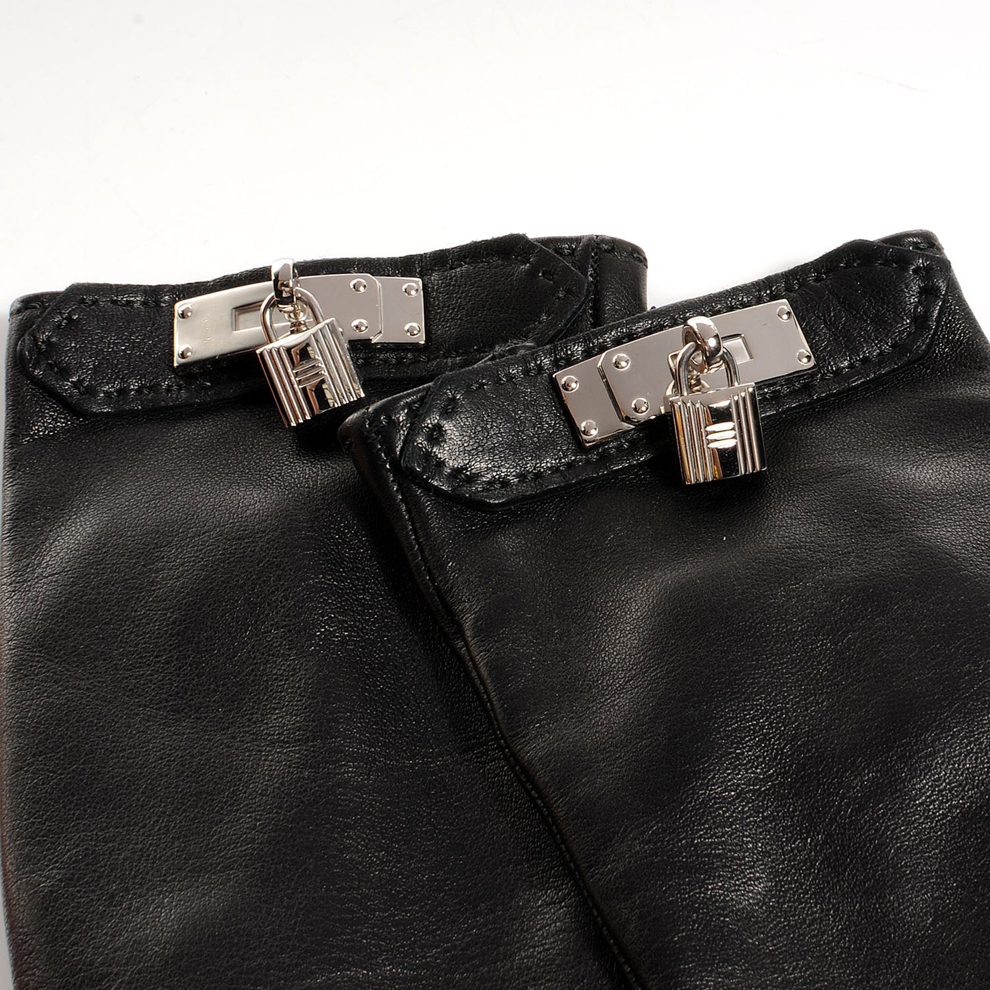 Lambskin Soya Kelly Lock Gloves Black 6