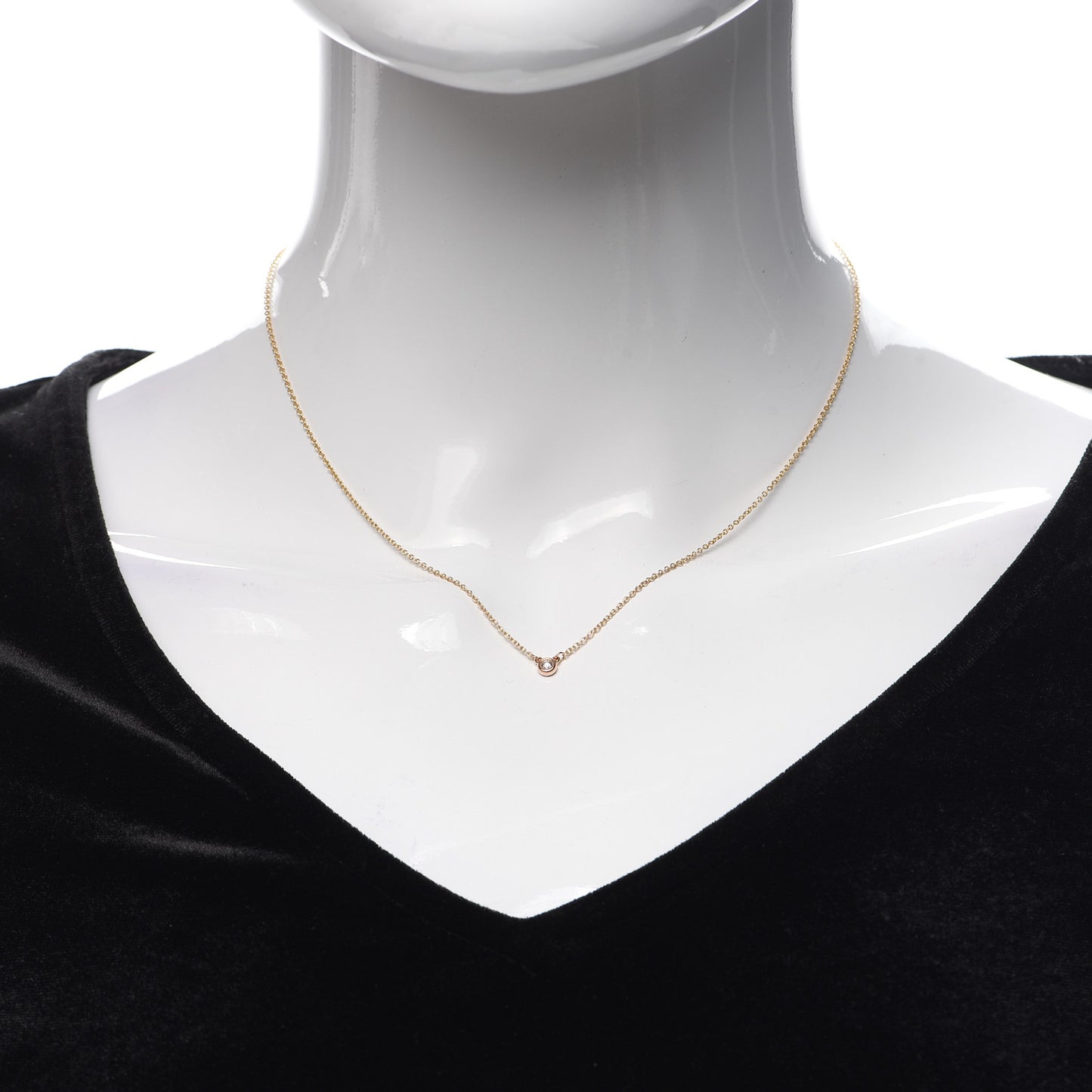 18K Rose Gold Diamond .03ct Elsa Peretti Diamonds by the Yard Pendant Necklace