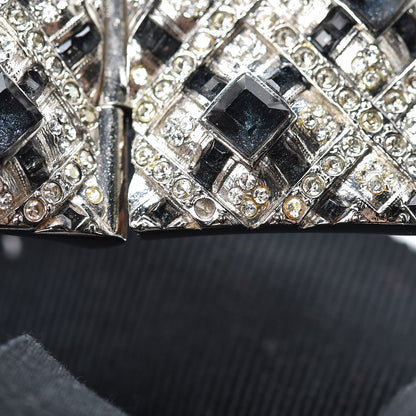 Chanel Crystal Grosgrain CC Choker Necklace Black Silver 8 of 10