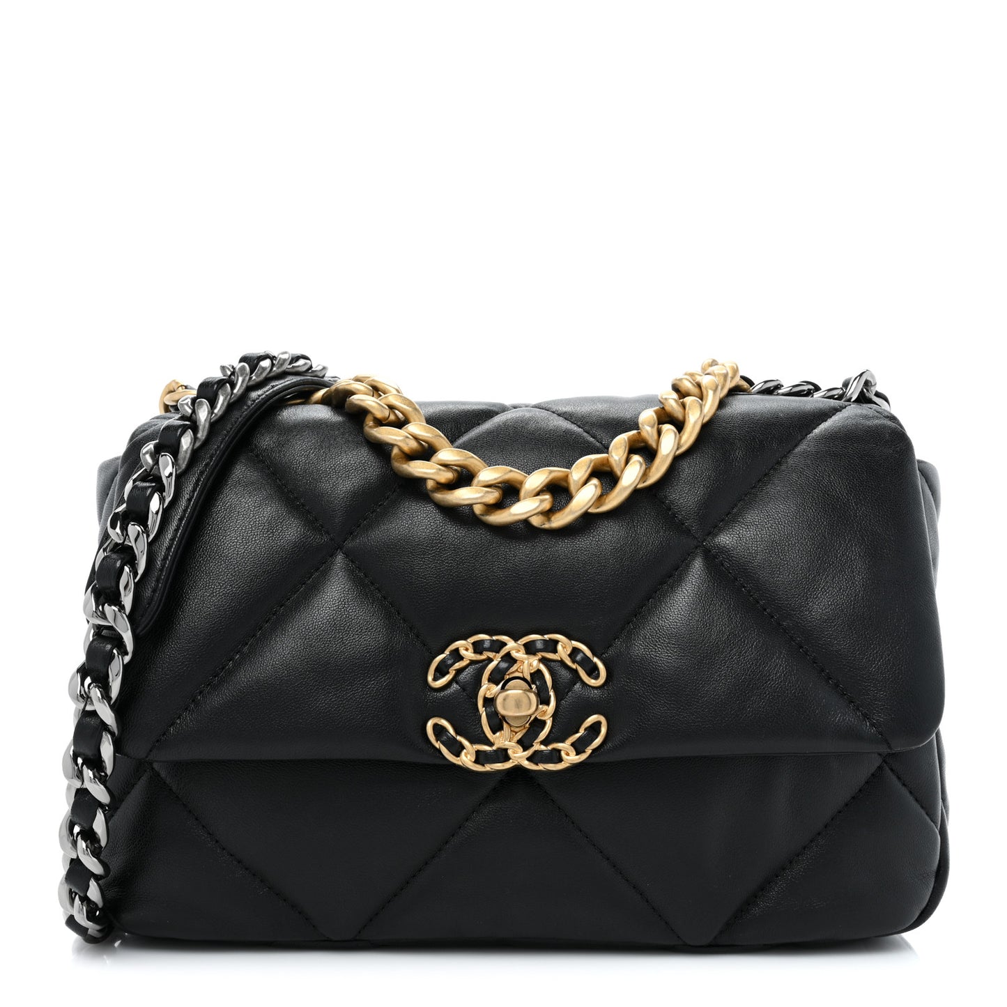 Lambskin Quilted Medium Chanel 19 Flap Black