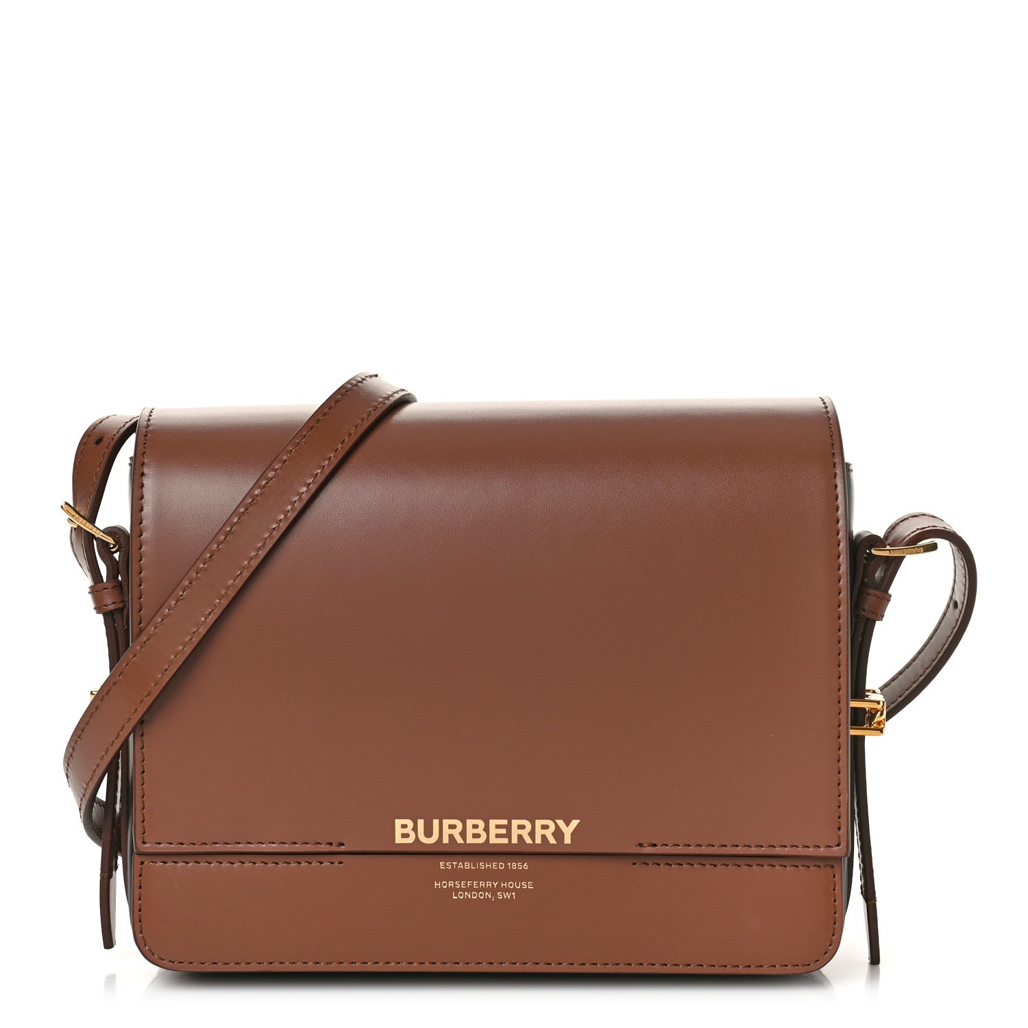 Burberry Smooth Calfskin Two Tone Small Grace Bag Malt Brown Black 1 of 8