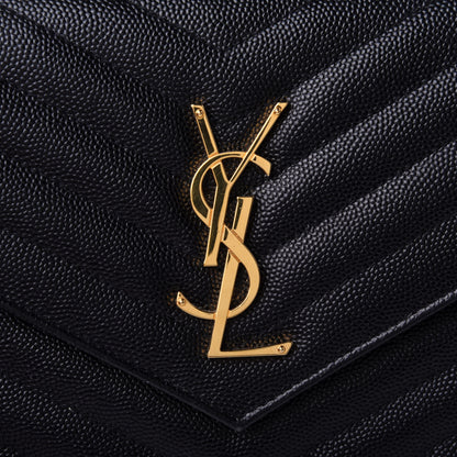 Saint Laurent Grain De Poudre Matelasse Chevron Monogram Chain Wallet Black 10 of 11