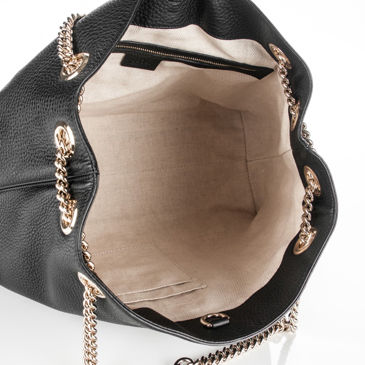 Pebbled Calfskin Medium Soho Chain Shoulder Bag Black