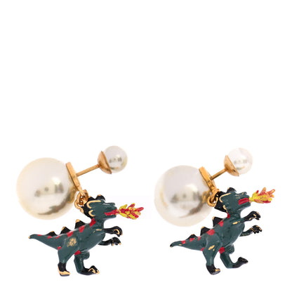 Christian Dior Pearl Mise En Dior Dragon Tribal Earrings 1 of 4