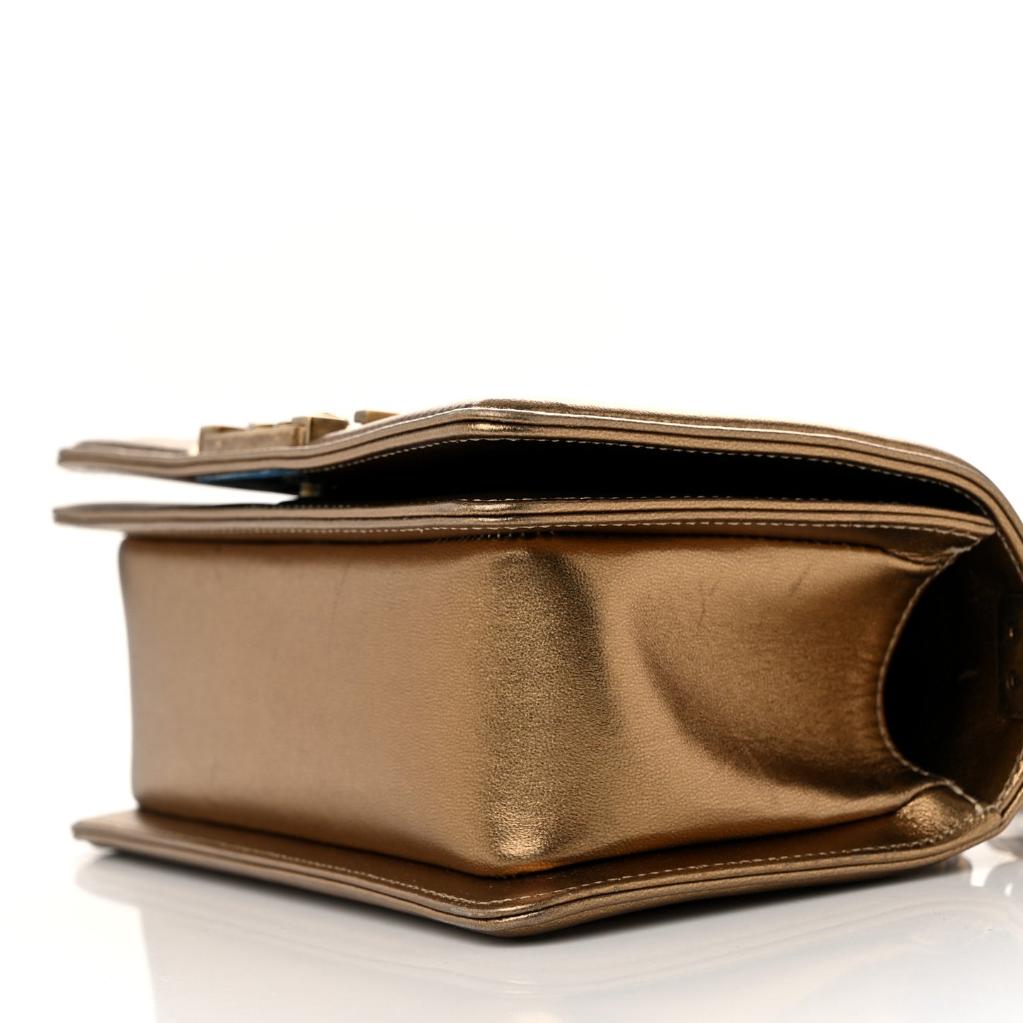 Snakeskin Calfskin Small Boy Flap Gold