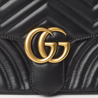 Gucci Calfskin Matelasse Small GG Marmont Shoulder Bag Black 8 of 10