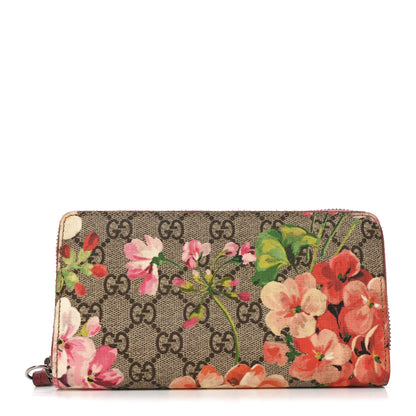 Gucci GG Supreme Monogram Blooms Zip Around Wallet Beige Multicolor Dry Rose 1 of 7