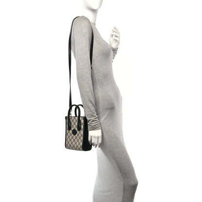 Gucci GG Supreme Monogram Textured Dollar Calfskin Mini Retro Interlocking G Tote Bag Beige Blue 2 of 10