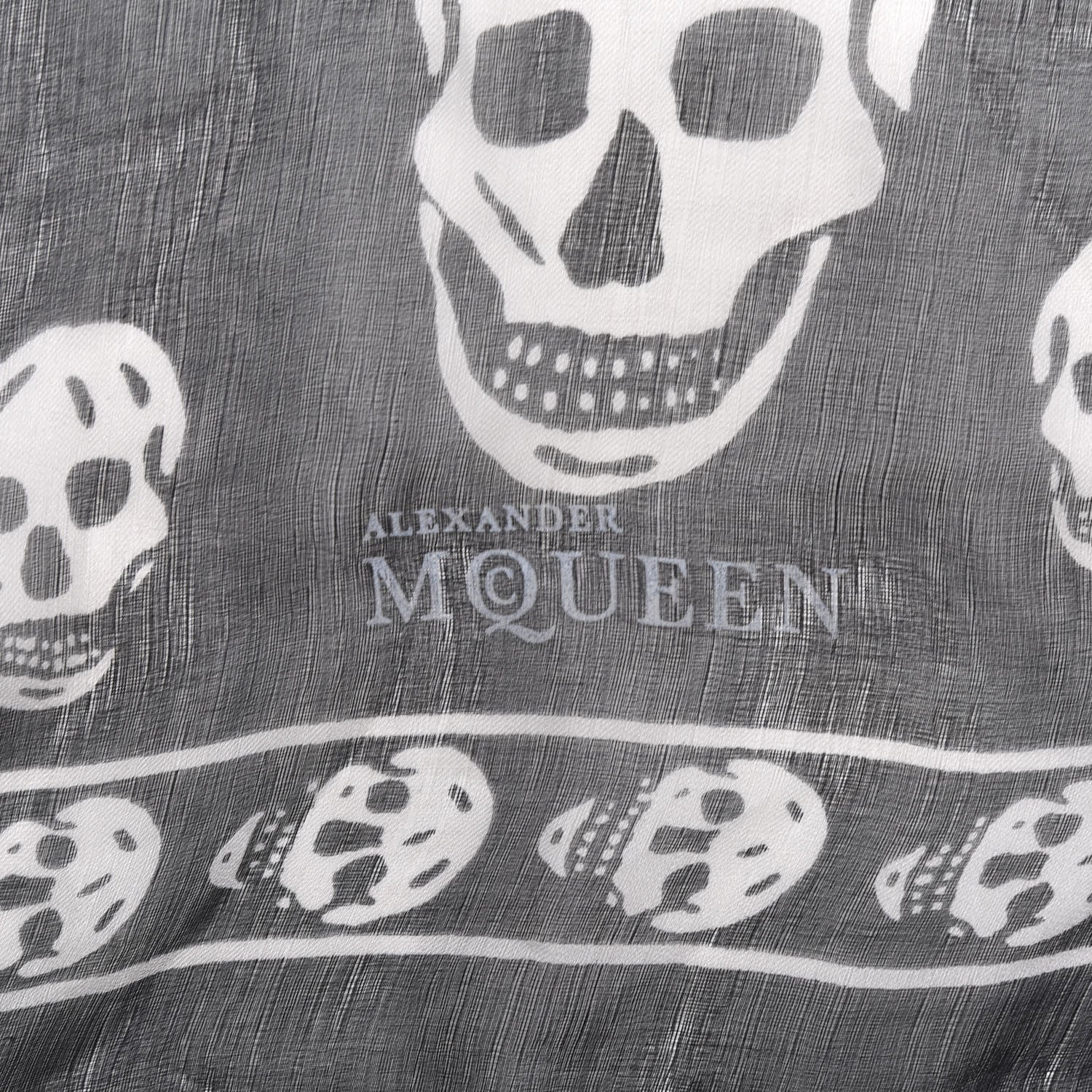 Alexander McQueen Silk Chiffon Skull Scarf Black Ivory 3 of 4
