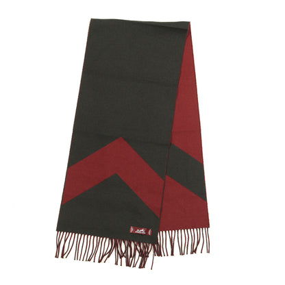Hermes Cashmere Fringe Scarf Red Grey 2 of 4