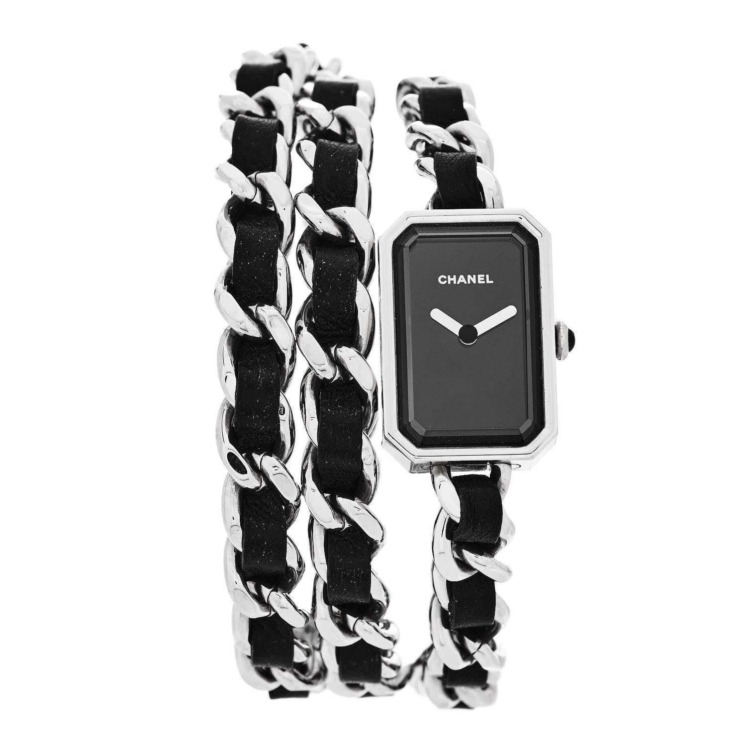 Chanel Stainless Steel Lambskin 16mm Premiere Rock Triple Row Quartz Watch Black 1 of 4