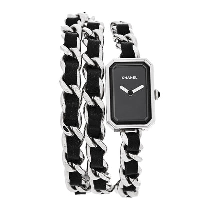 Chanel Stainless Steel Lambskin 16mm Premiere Rock Triple Row Quartz Watch Black 1 of 4