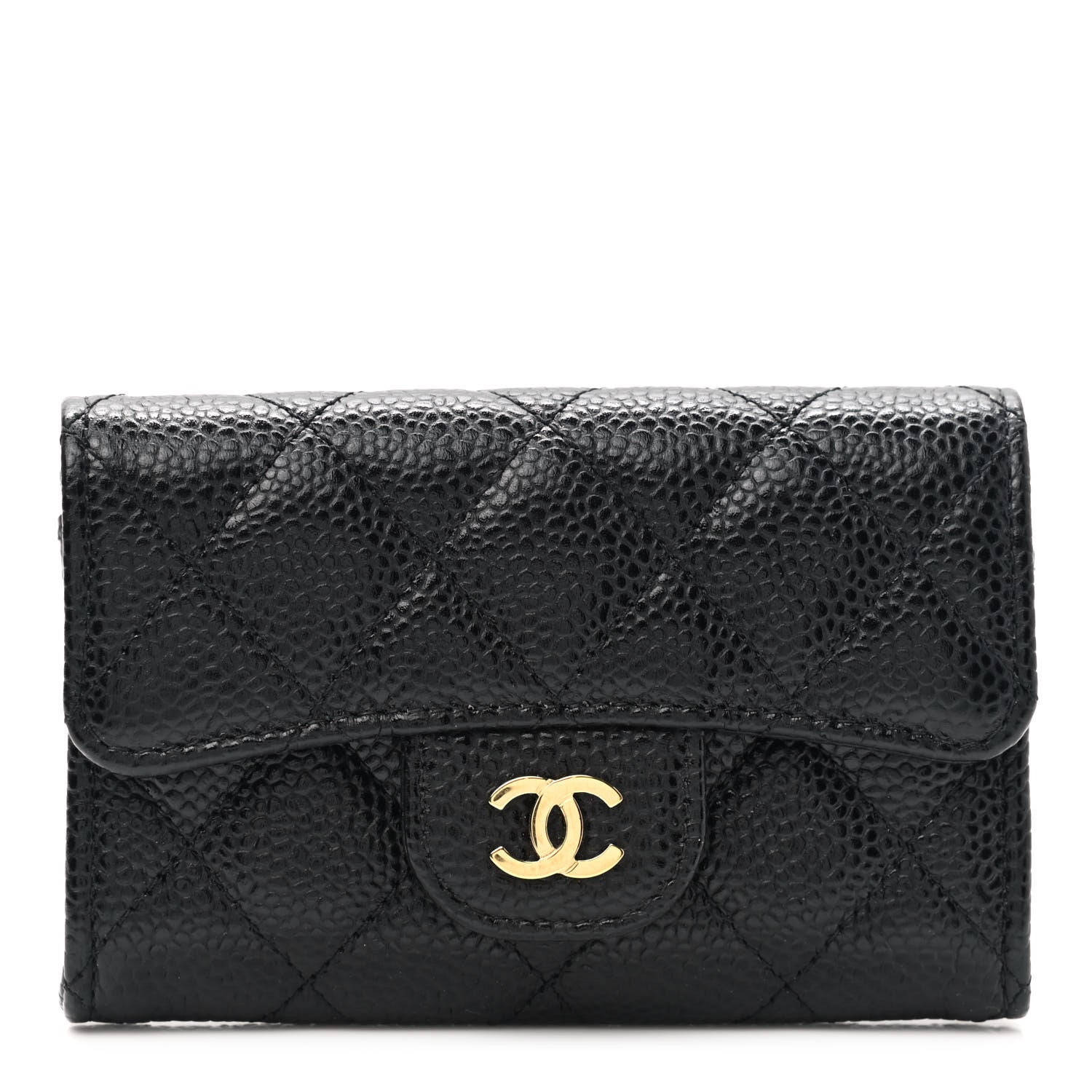 Chanel Caviar Quilted Flap Card Holder Wallet Black 1 of 9