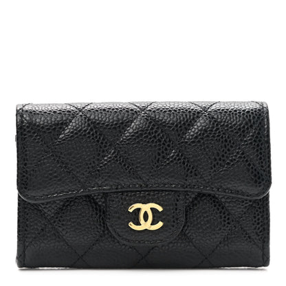 Chanel Caviar Quilted Flap Card Holder Wallet Black 1 of 9