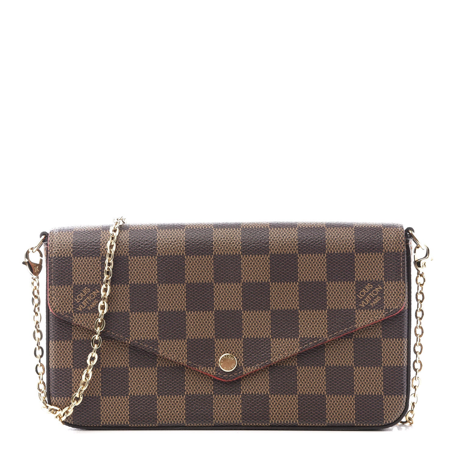 Louis Vuitton Damier Ebene Pochette Felicie Chain Wallet 1 of 11