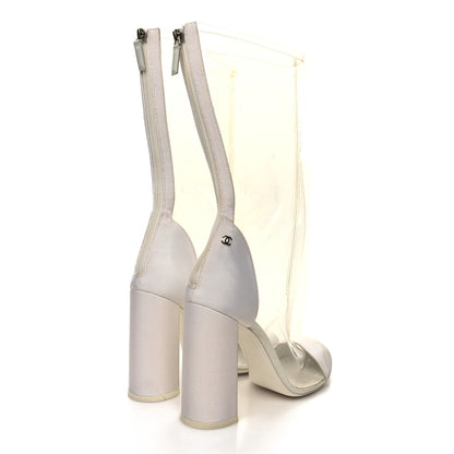 Chanel PVC Grosgrain High Boots 38 Transparent White 4 of 13