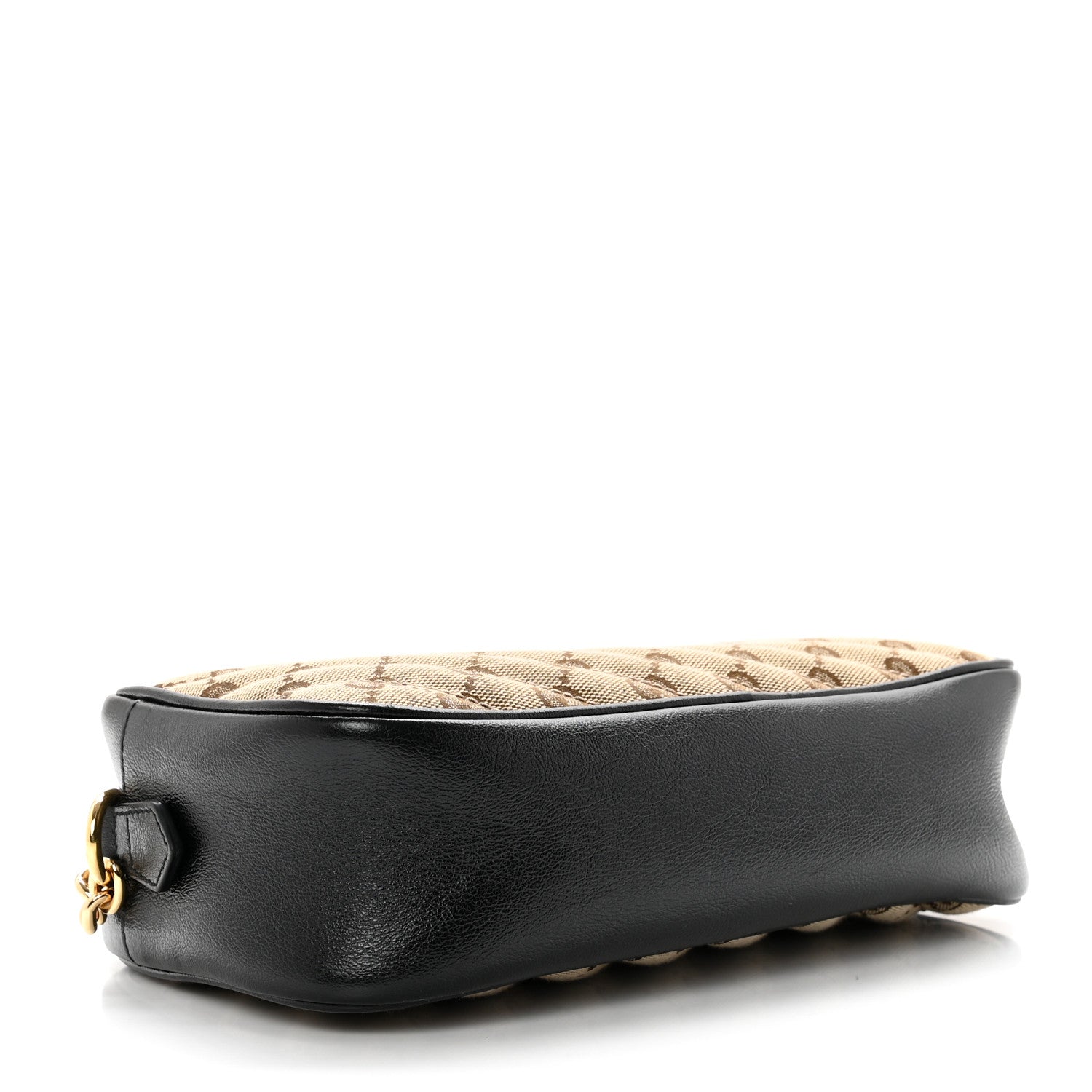 Gucci Monogram Matelasse Diagonal Small GG Marmont Chain Shoulder Bag Beige Black 3 of 9
