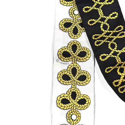 Hermes Silk Galons Et Brandebourg Twilly Black Gold White 4 of 4