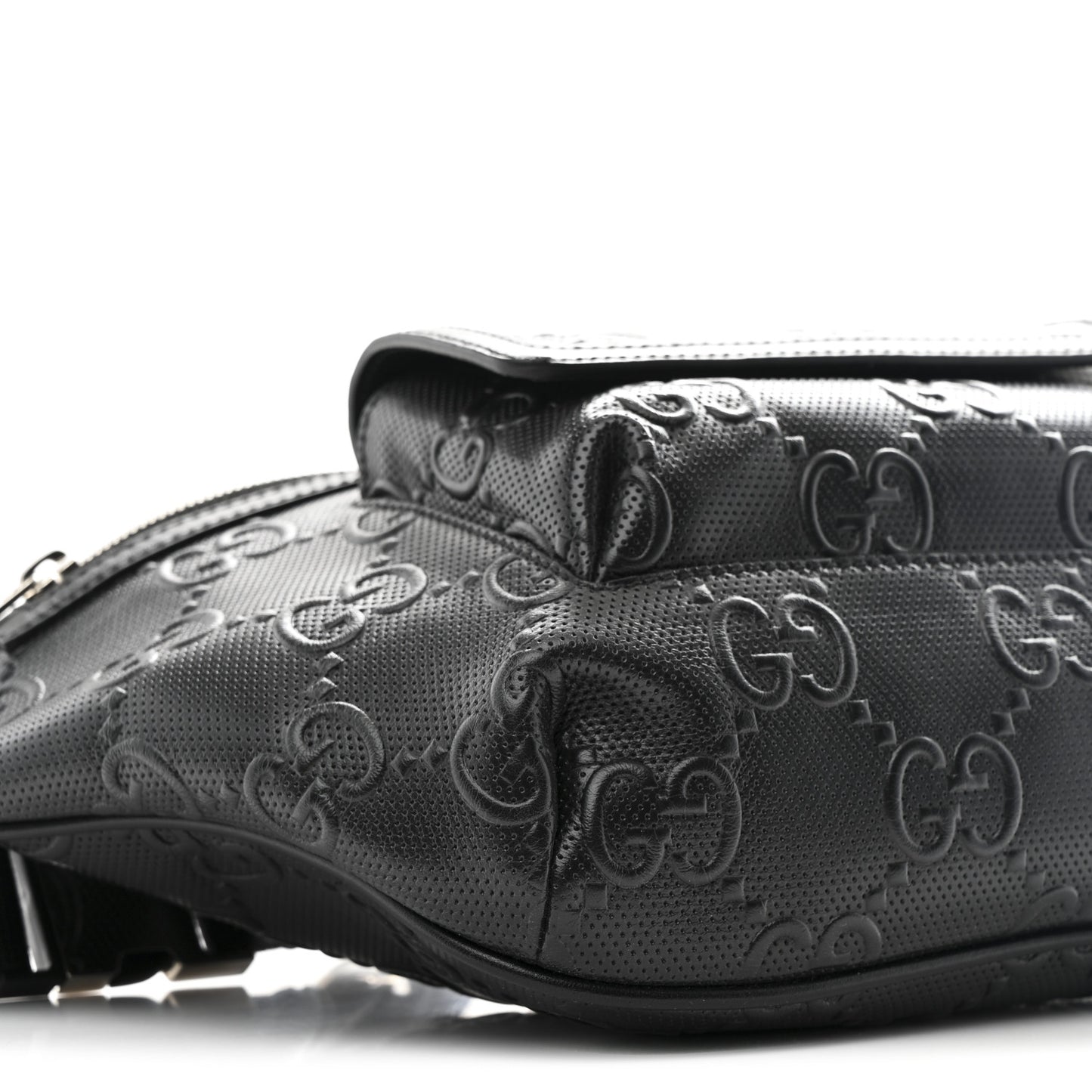 Calfskin GG Tennis Embossed Pocket Belt Bag Black