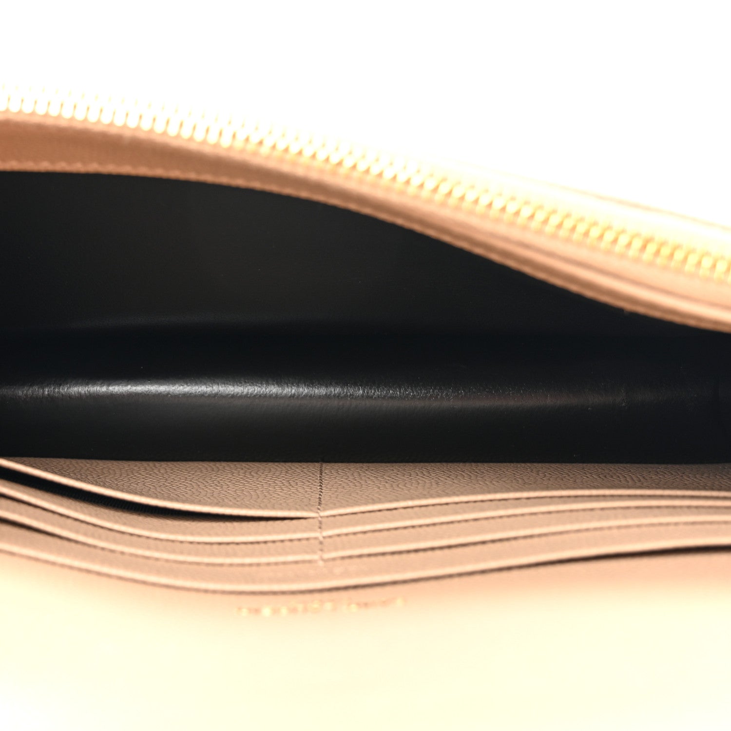 Saint Laurent Grain De Poudre Matelasse Chevron Monogram Envelope Chain Wallet Dark Beige 5 of 10