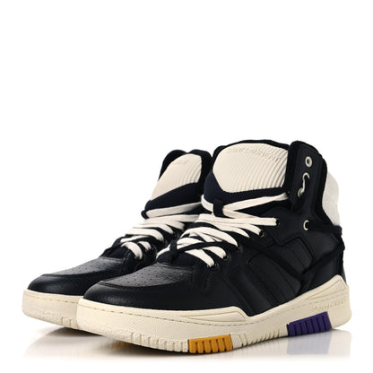 Saint Laurent Crackled Calfskin Mens Cure 05 High Top Sneakers 42 Black White 4 of 10
