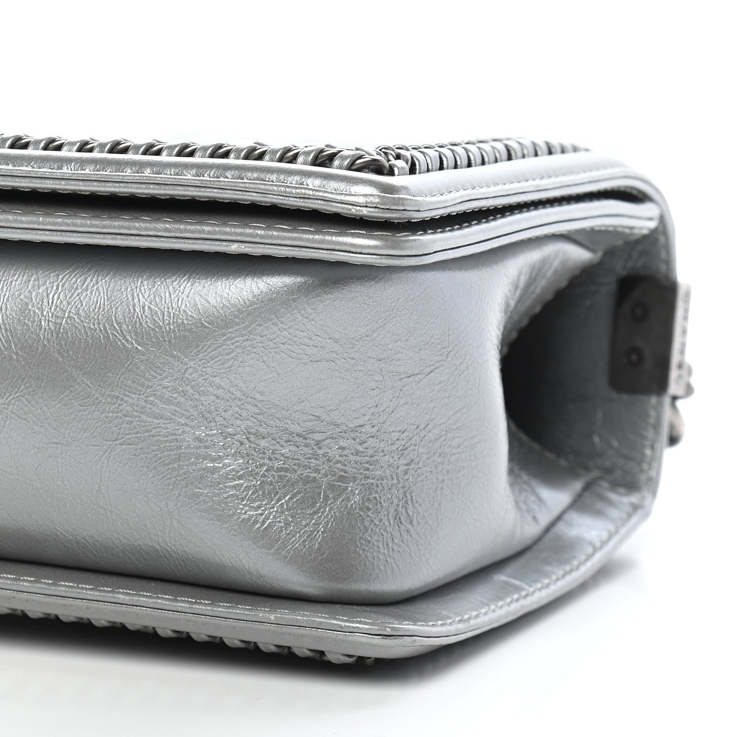 Chanel Metallic Aged Calfskin Quilted Medium Top Handle Boy Flap Silver 9 of 9
