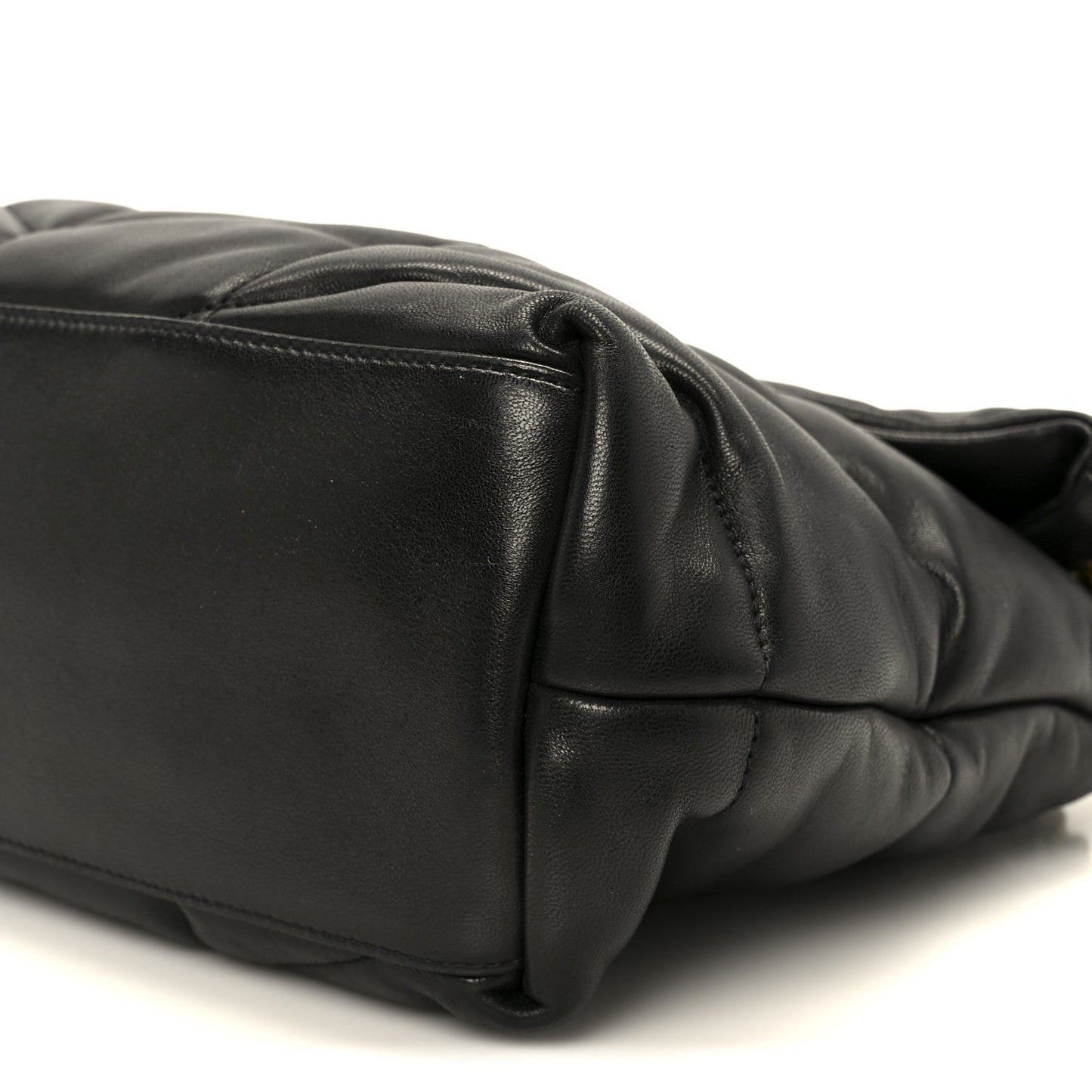 Lambskin Quilted Medium Loulou Puffer Monogram Chain Satchel Black