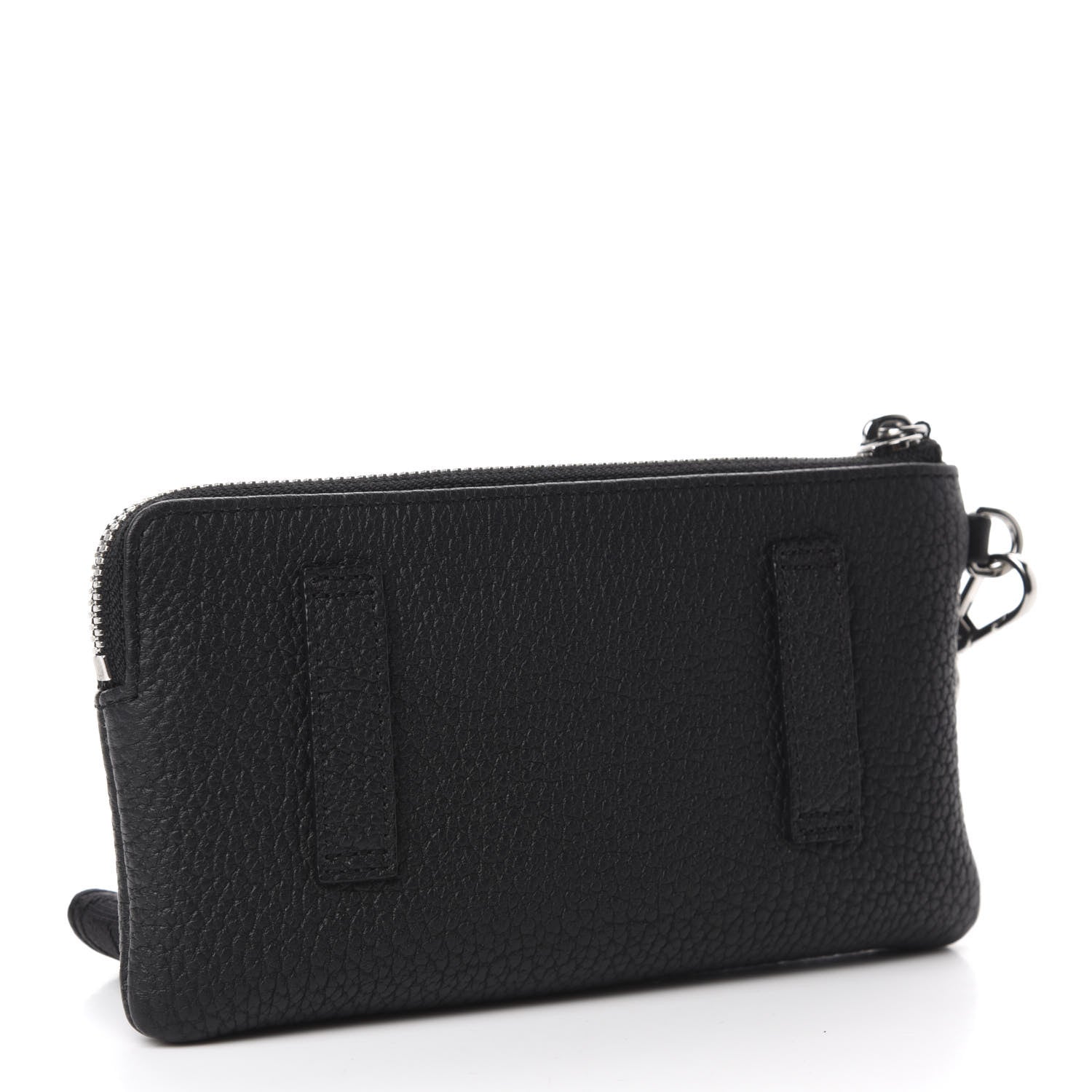 MCM Calfskin Wristlet Logo Zip Pouch Black 3 of 7