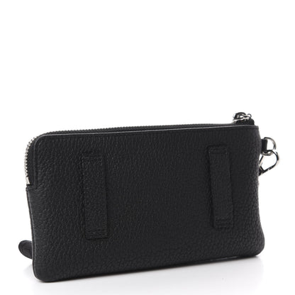 MCM Calfskin Wristlet Logo Zip Pouch Black 3 of 7