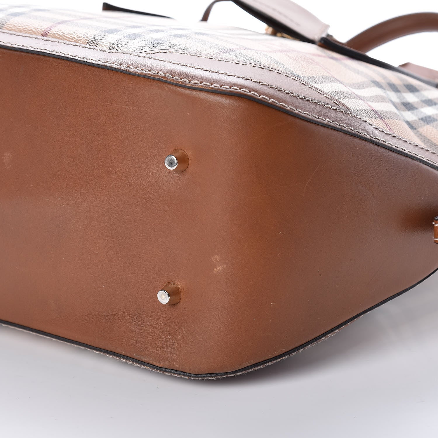 Burberry Haymarket Check Medium Orchard Bowling Bag Brown 9 of 12