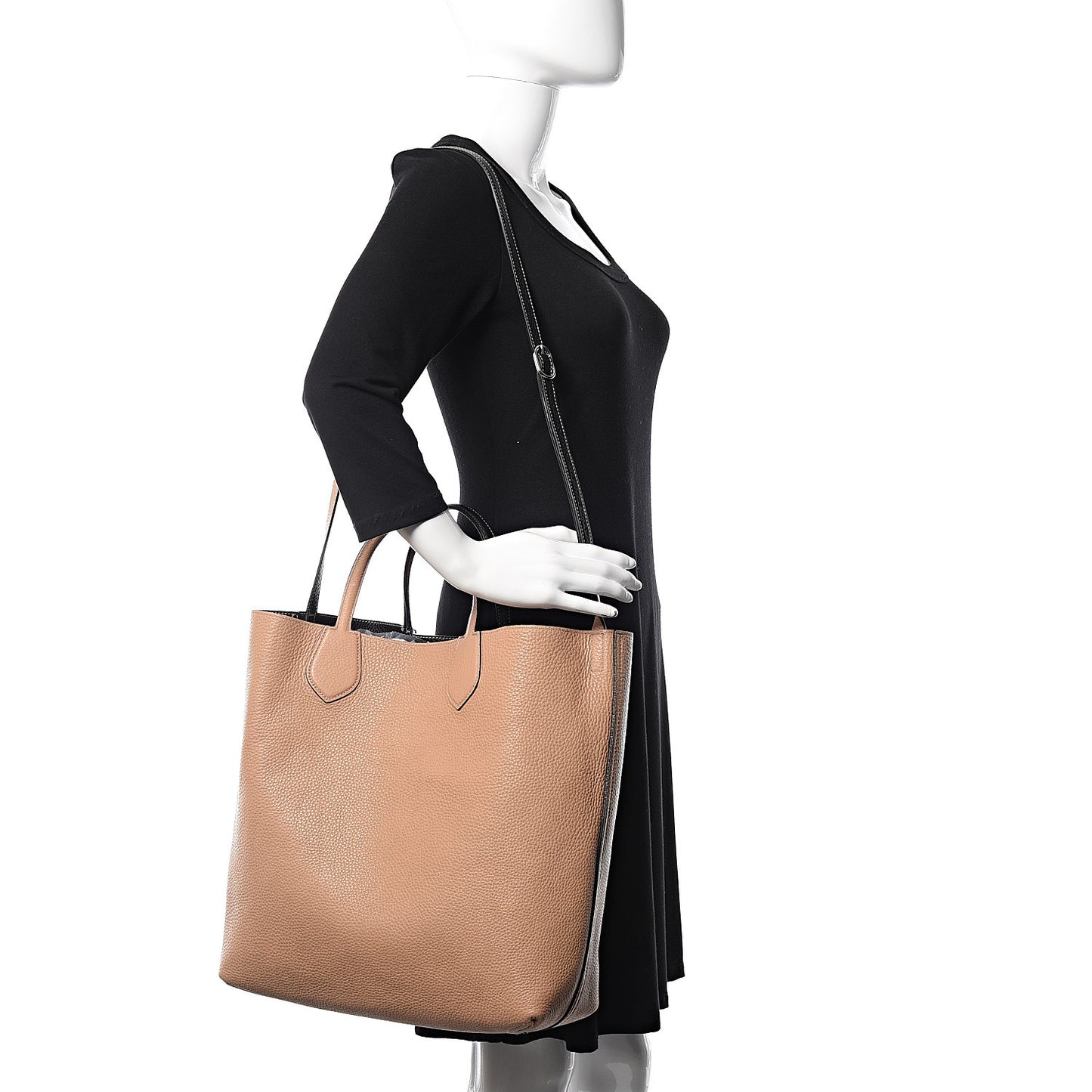 Cellarius Calfskin Bi-Color Medium Ramble Reversible Tote Black Camelia