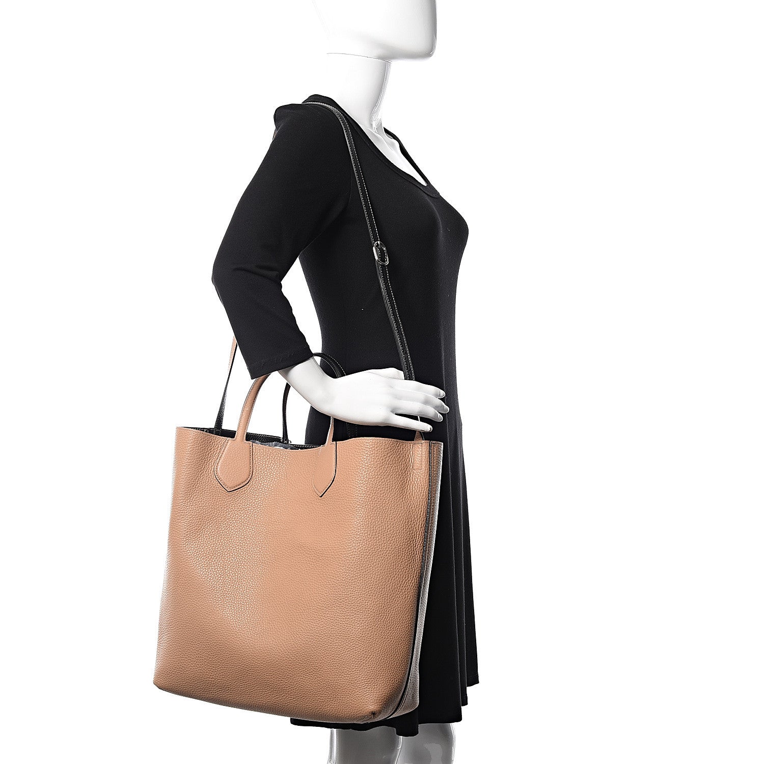 Gucci Cellarius Calfskin Bi-Color Medium Ramble Reversible Tote Black Camelia 2 of 16