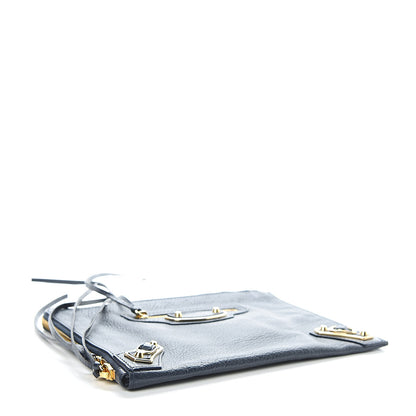 Balenciaga Chevre Gold Metallic Edge Hardware Pouch Bleu Nuit 4 of 7