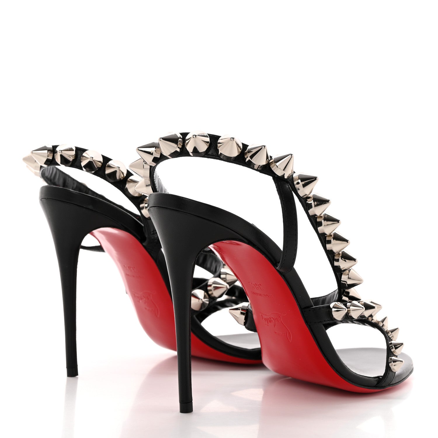Christian Louboutin Calfskin Spikita Slingback 100 Stiletto Pumps 38.5 Black Silver 4 of 8