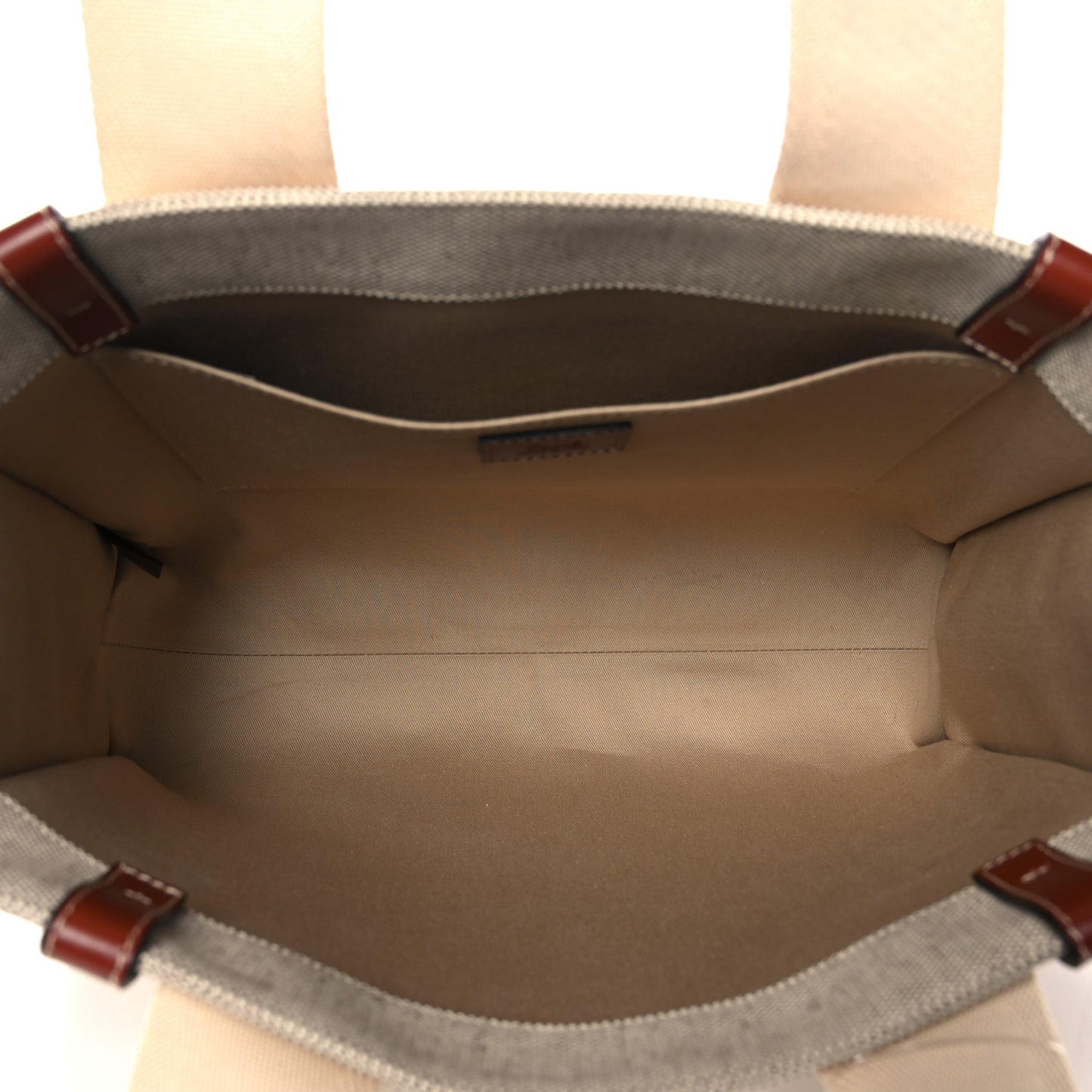 Cotton Calfskin Medium Woody Ribbon Tote White Brown