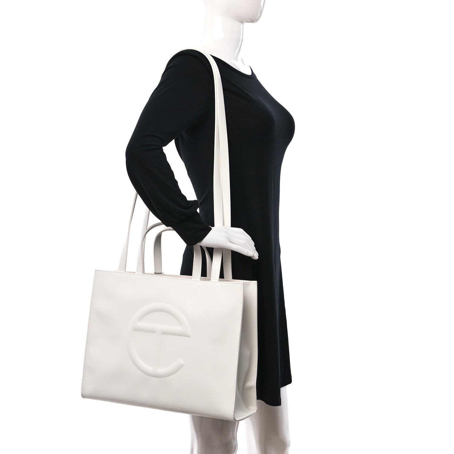 Telfar Vegan Leather Medium Shopping Bag White 1378767 – FASHIONPHILE