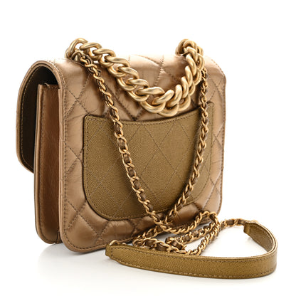Chanel Metallic Calfskin Caviar Quilted Mini Chain Handle Flap Gold 3 of 11