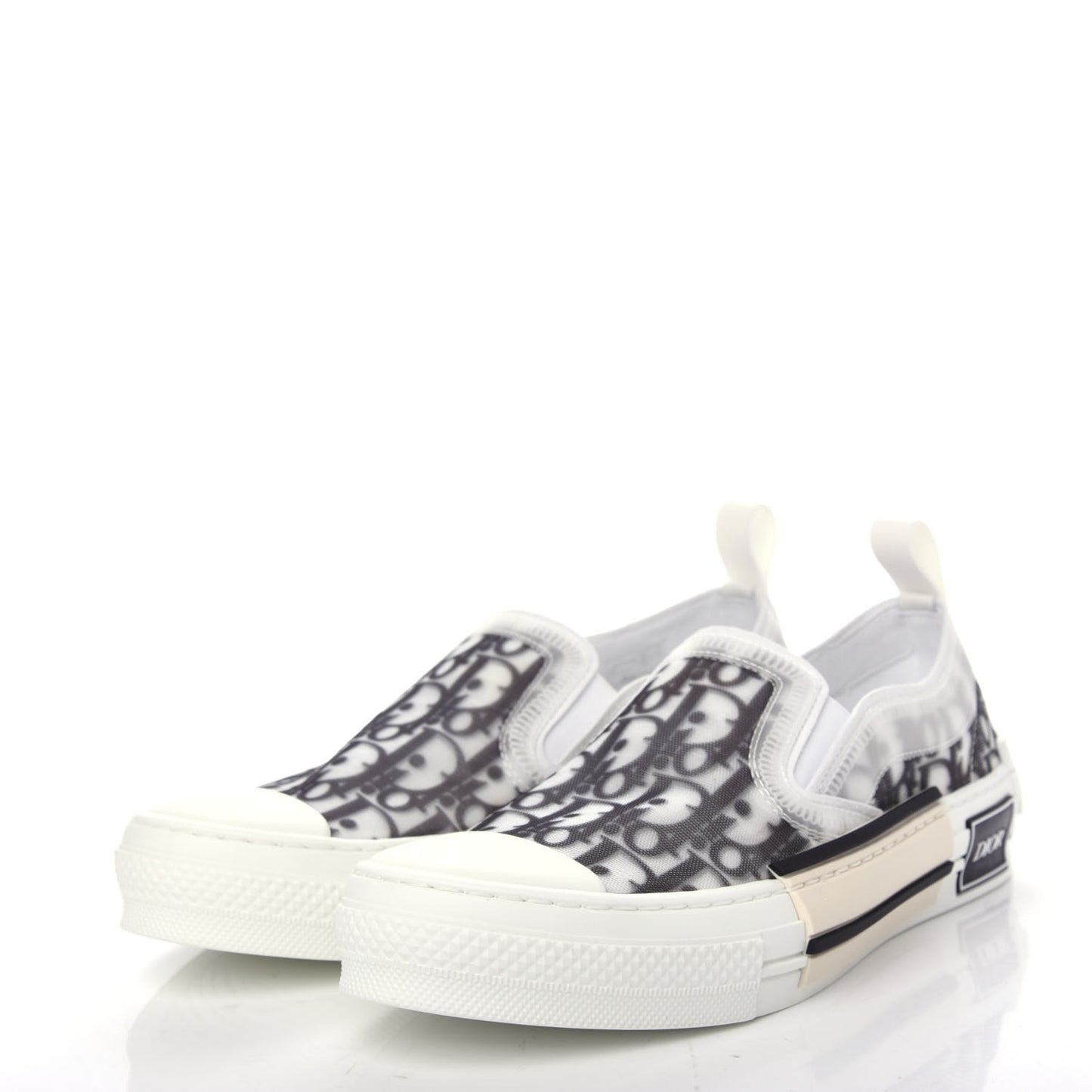 Technical Canvas Oblique Mens B23 Slip On Sneakers 38 Black White