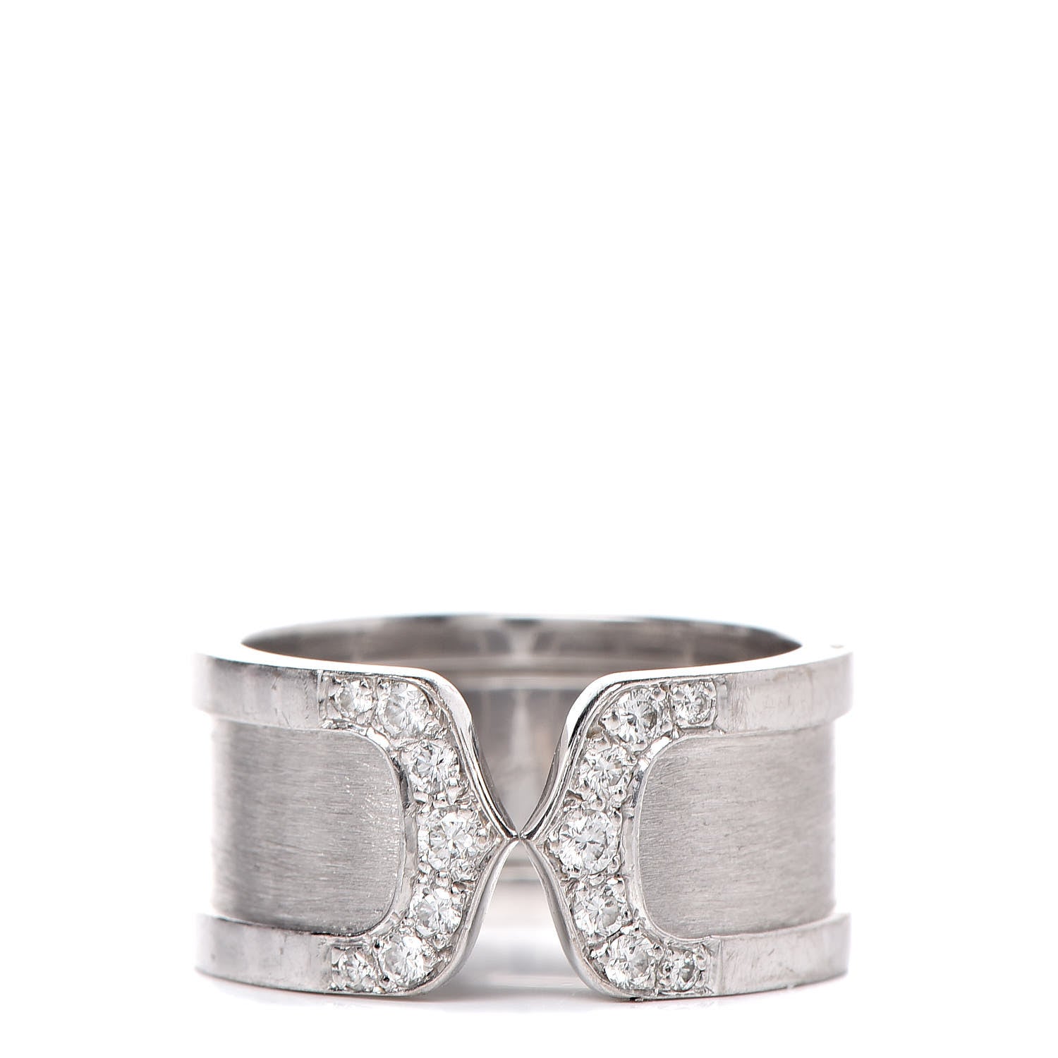 Cartier 18K White Gold Diamond 10mm Logo De Ring 53 6.25 1 of 5