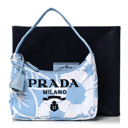 Prada Nylon Embroidered Drill Mini Re-Edition 2000 Bag Sky Blue White 11 of 11