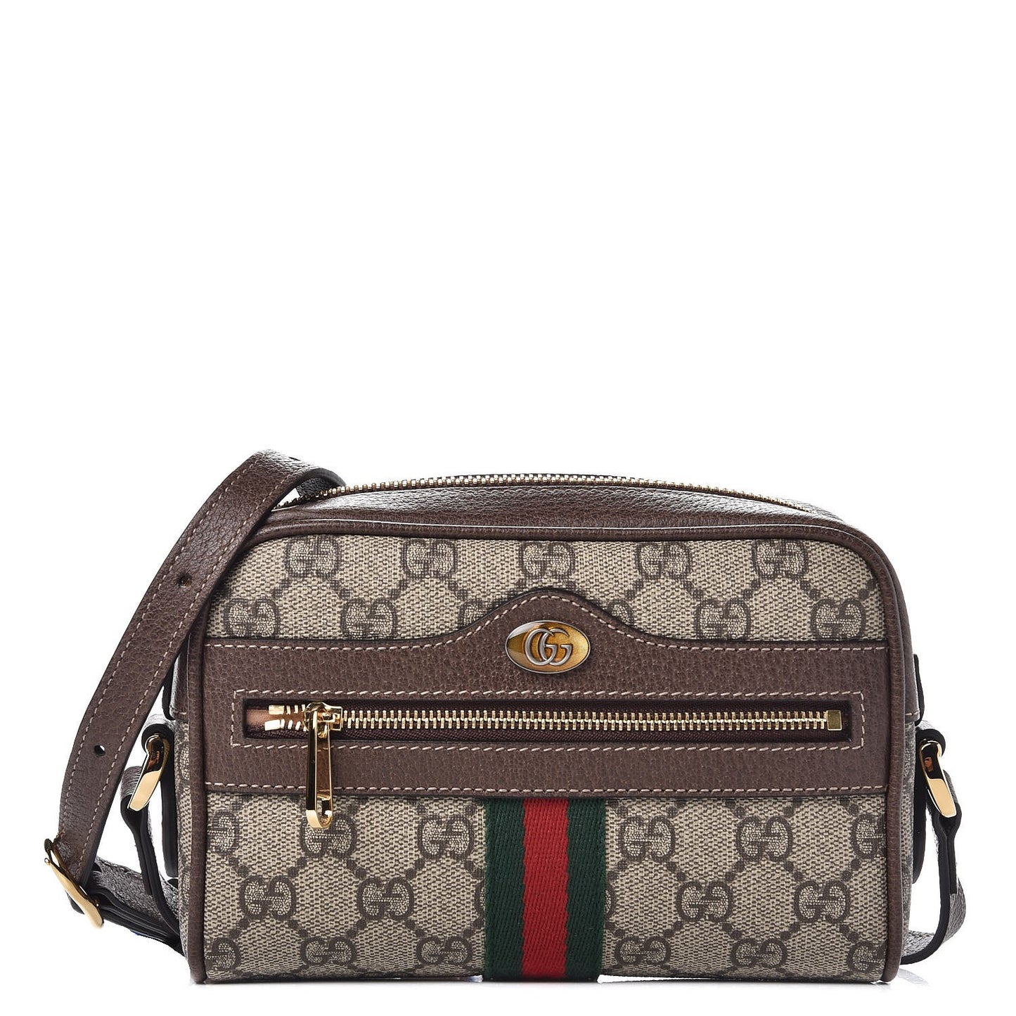 GG Supreme Monogram Web Mini Ophidia Shoulder Bag Brown
