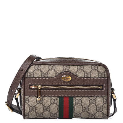 Gucci GG Supreme Monogram Web Mini Ophidia Shoulder Bag Brown 1 of 8