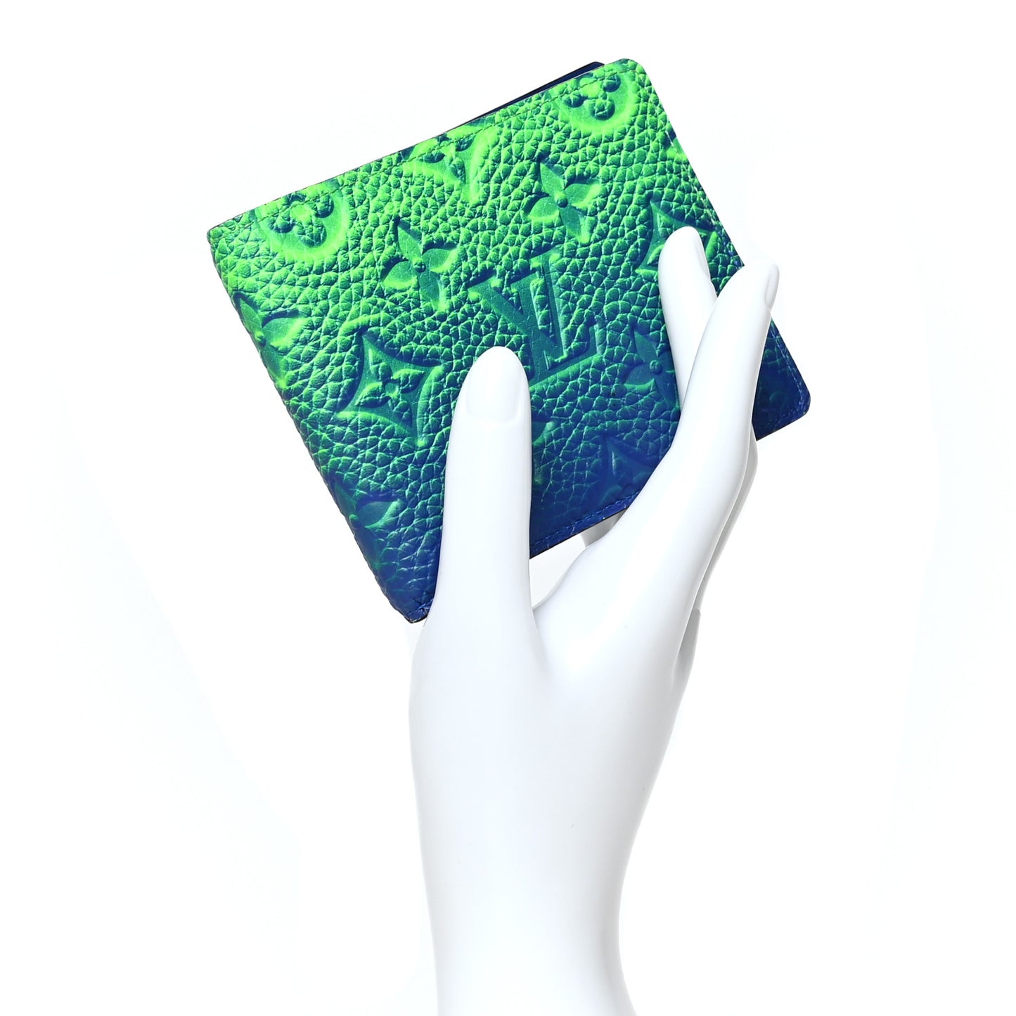 Taurillon Illusion Slender Wallet Bleu Vert