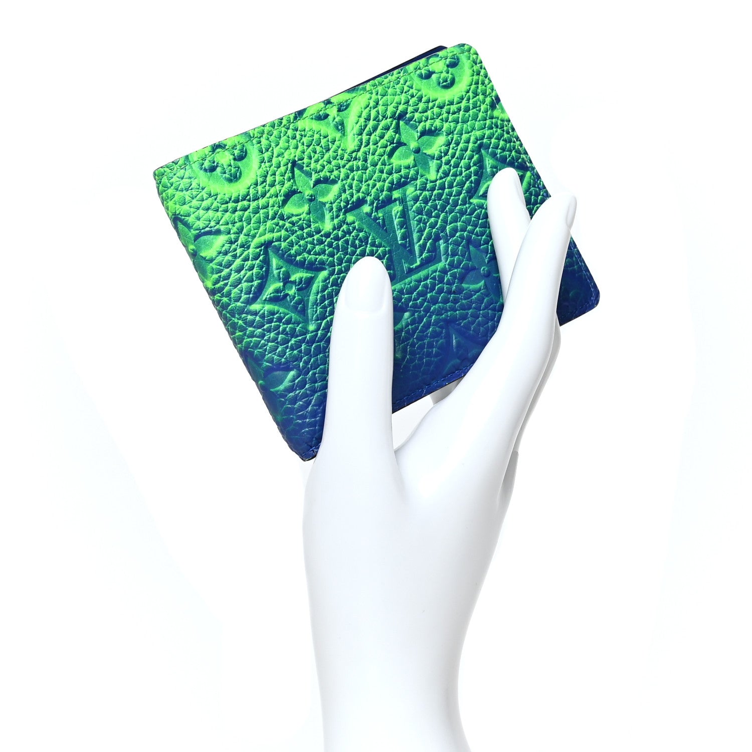 Louis Vuitton Taurillon Illusion Slender Wallet Bleu Vert 2 of 7