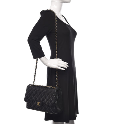 Chanel Lambskin Quilted Jumbo Double Flap Black 2 of 10