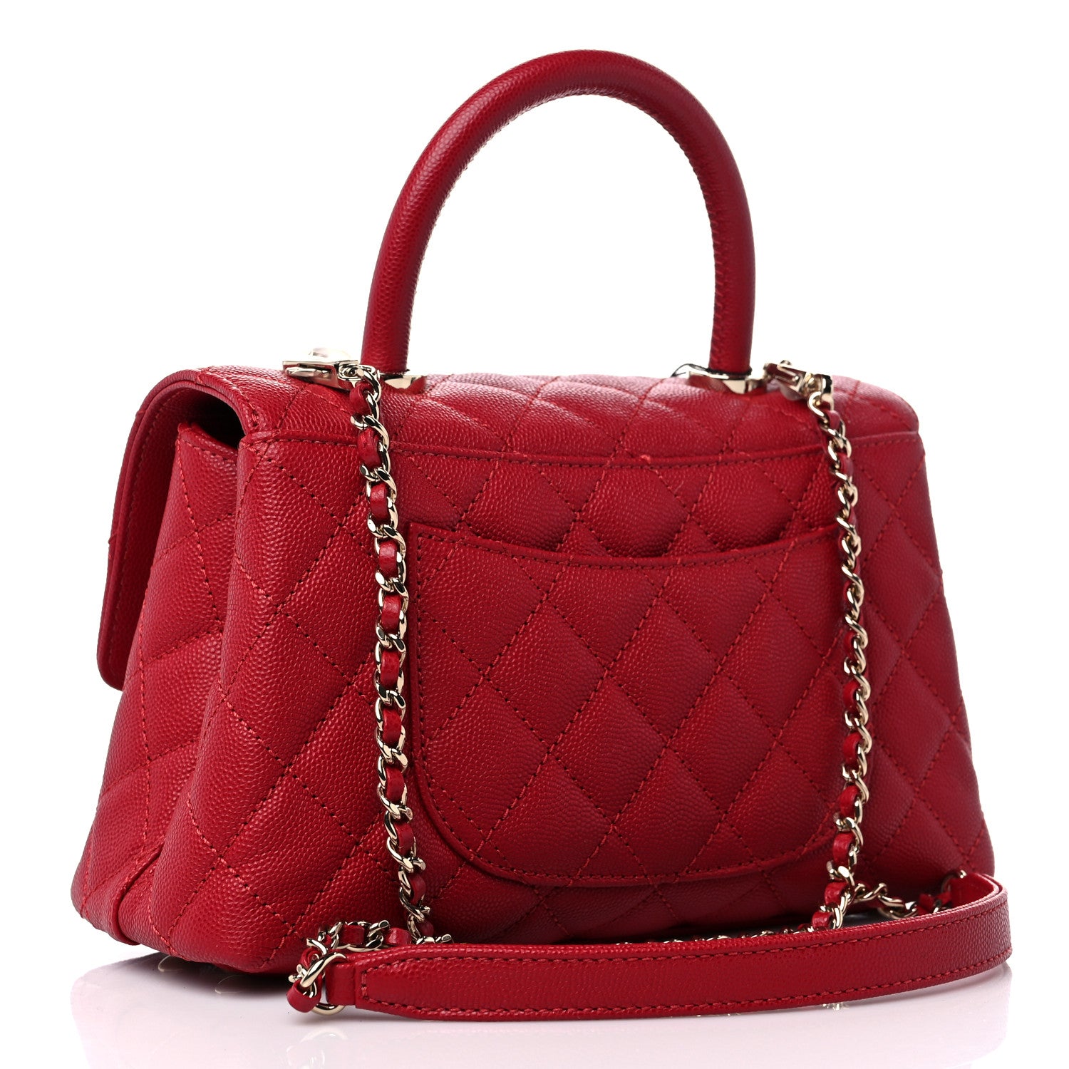 Chanel Caviar Quilted Mini Coco Handle Flap Red 3 of 9