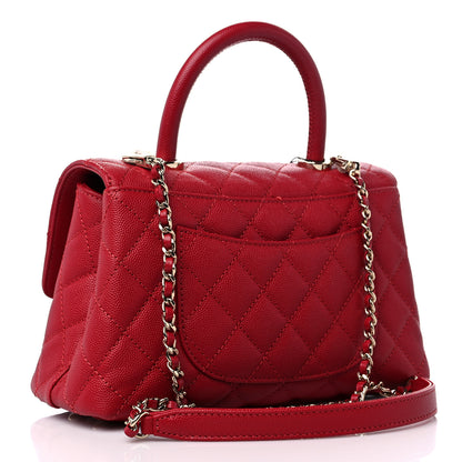 Chanel Caviar Quilted Mini Coco Handle Flap Red 3 of 9
