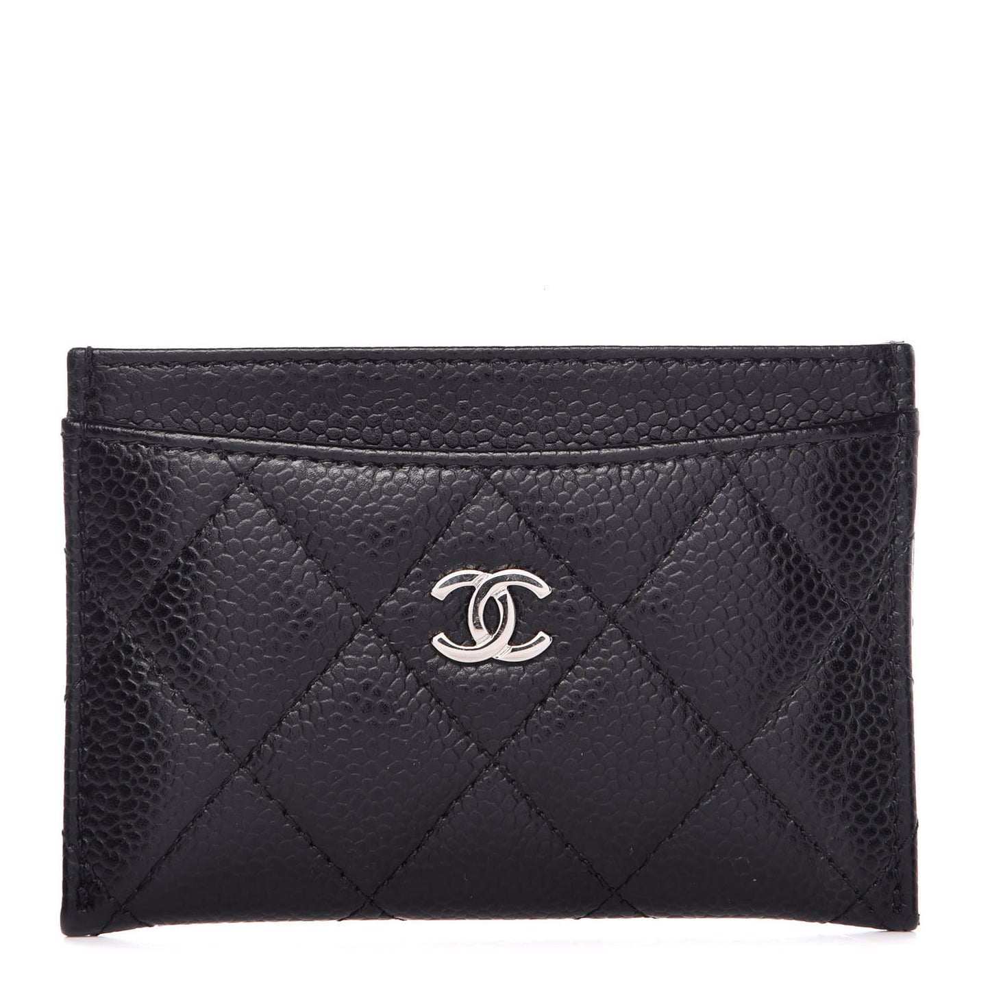Caviar Quilted Card Holder Black