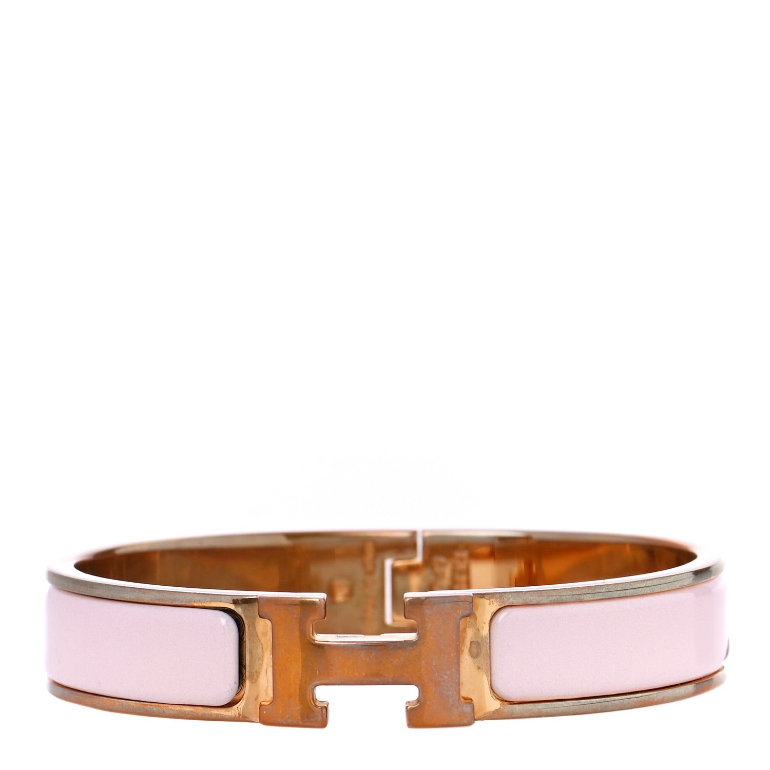 Hermes Enamel Narrow Clic Clac H Bracelet PM Rose Cassata 1 of 8